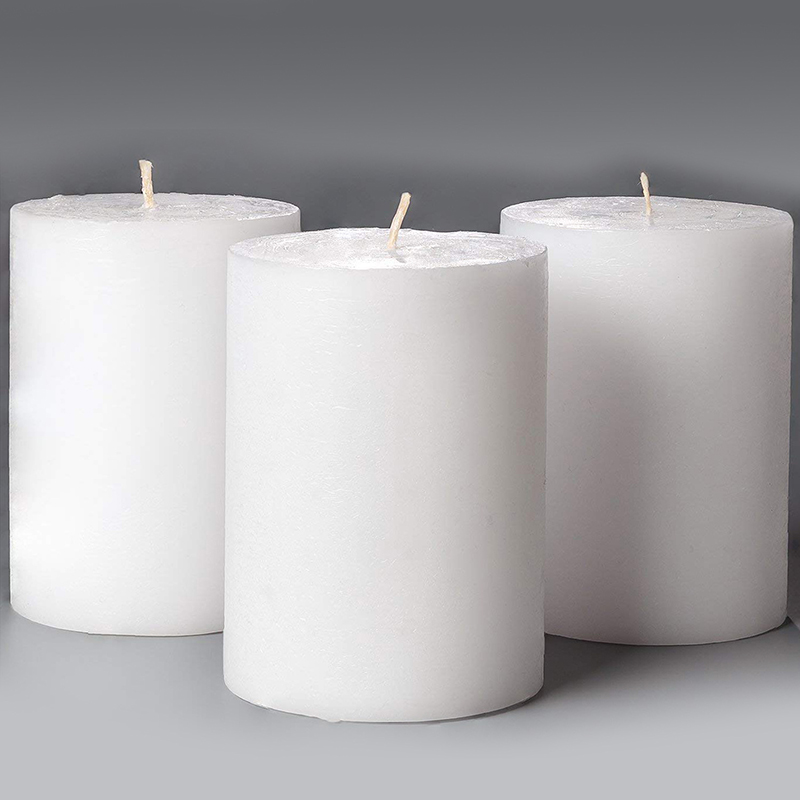 Candle wholesaler white pillar candles with own brand name packaging customized different sizes and colors for home decor
